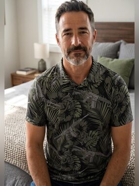 Grunt Style Olive & Black Tropical Print Polo